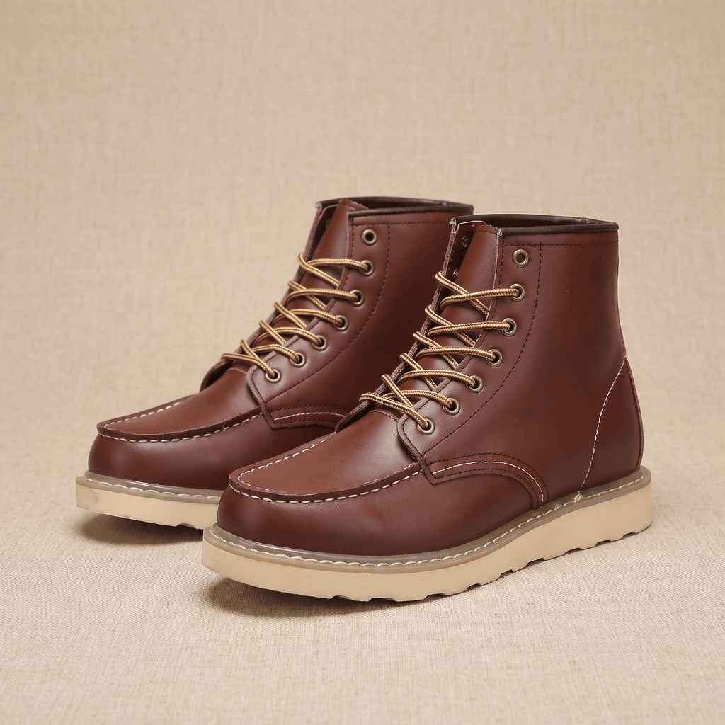 Cyrus Leather Retro Boots – Vintage Stacked Heel Ankle Footwear