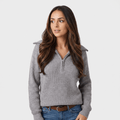 Aria Ribbed Knit Zip-Up Sweater – Fitted Relaxed Cozy Knitwear