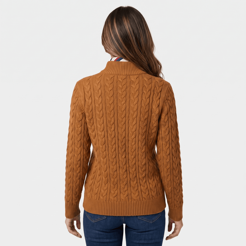 Valeria Wool Blend Henley Sweater – Mock Neck Soft Relaxed Everyday Knitwear