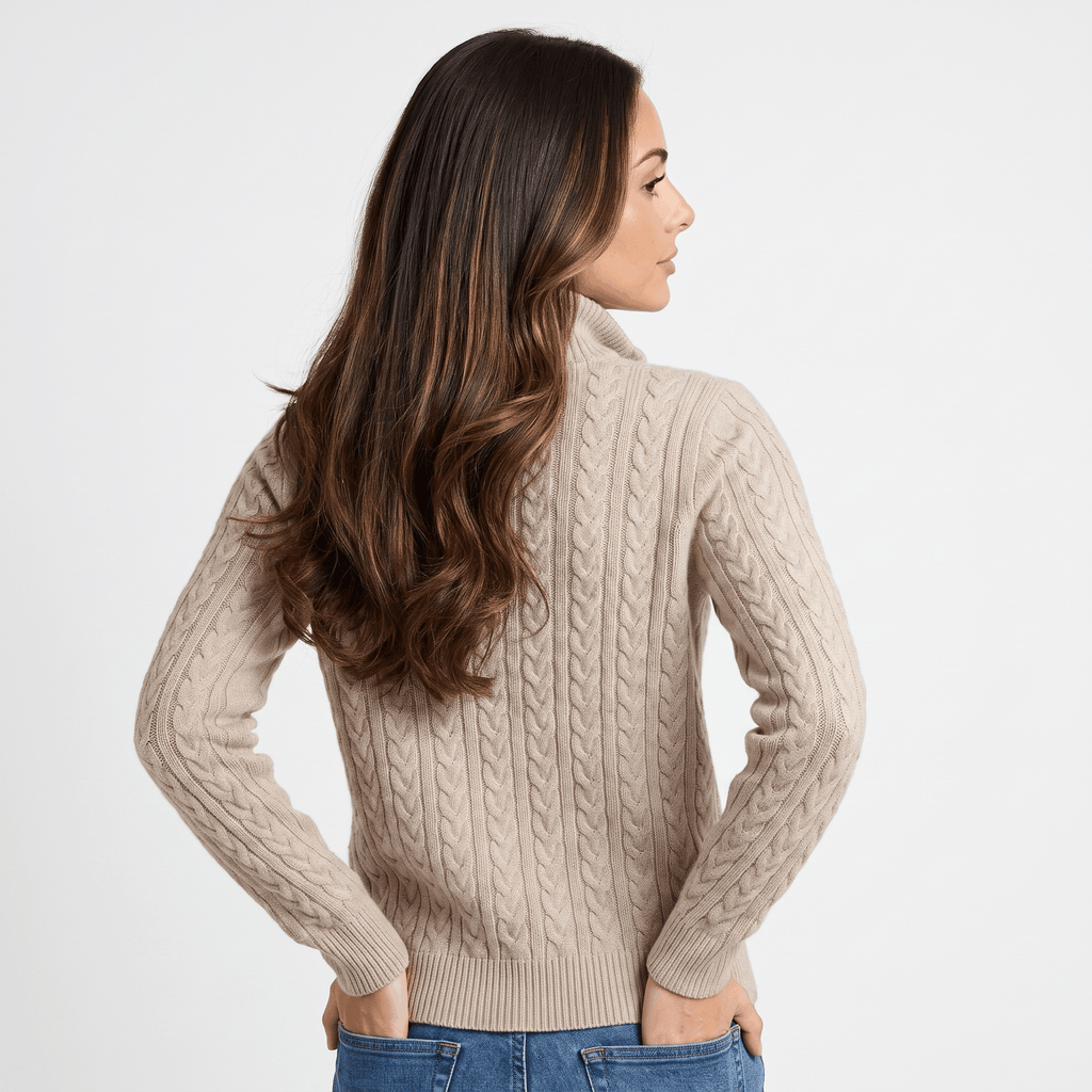 Valeria Wool Blend Henley Sweater – Mock Neck Soft Relaxed Everyday Knitwear