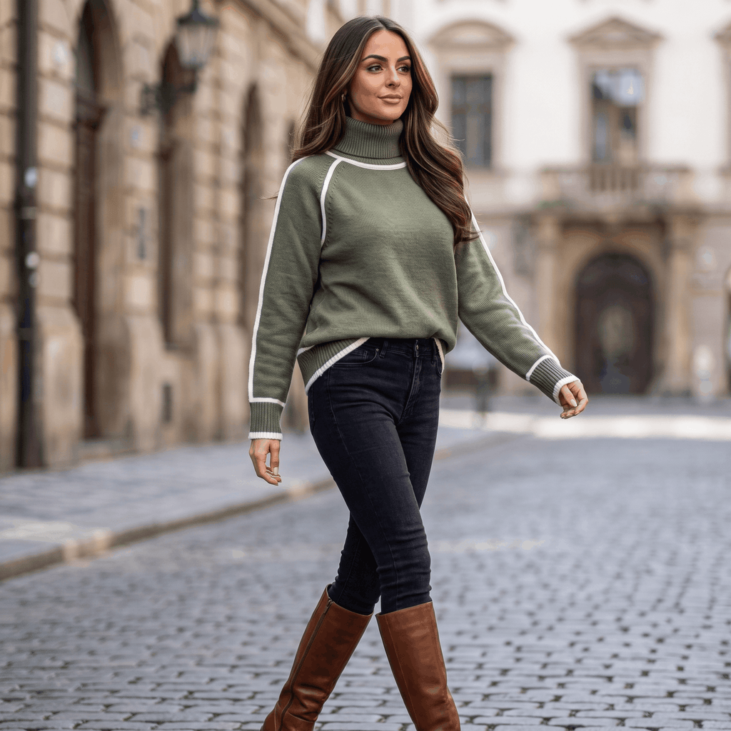 Emely Fleece-Lined Crew Neck Sweater – Warm Cozy Everyday Knitwear