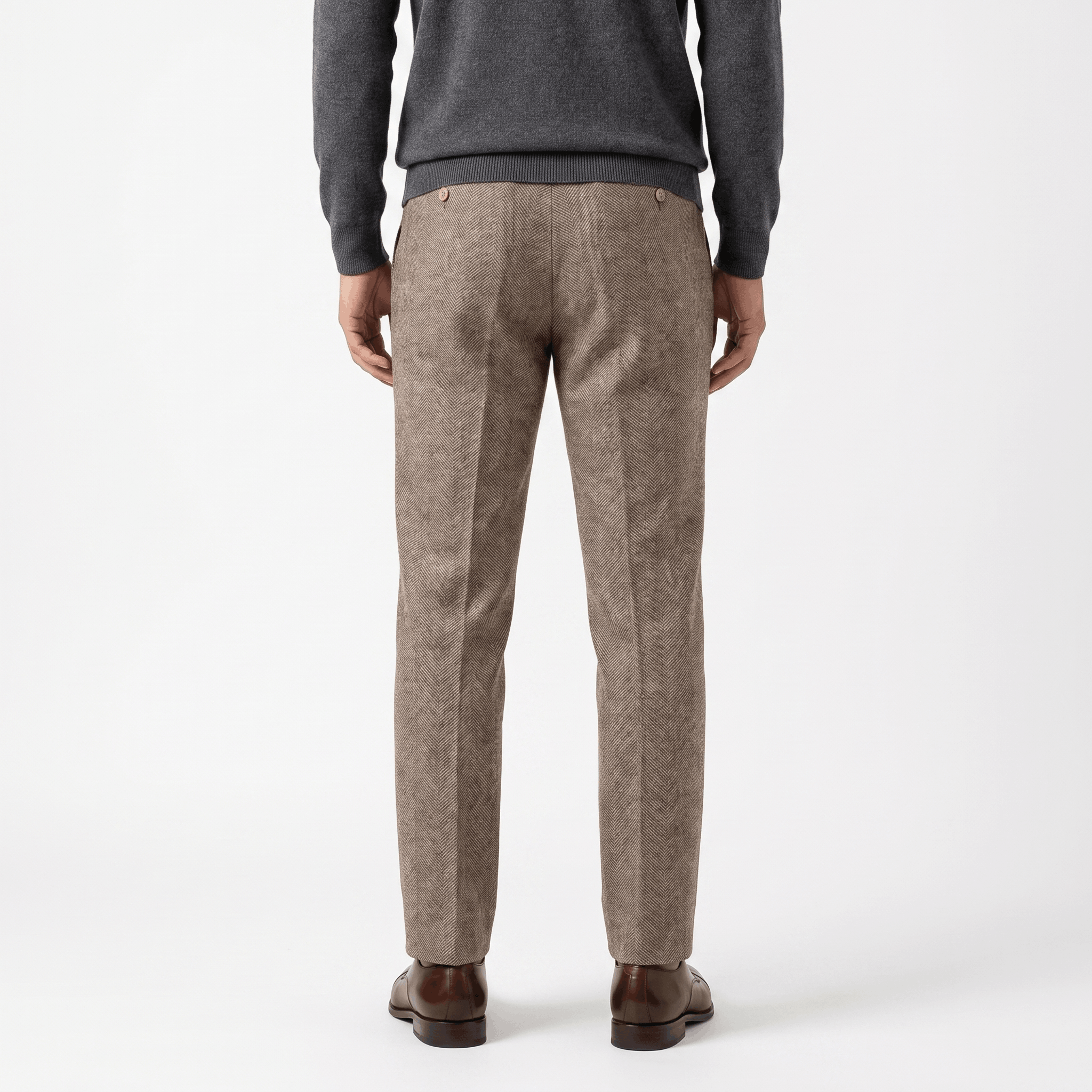 Moreno Herringbone Wool Trousers – Sharp Tailored Cold-Weather Pants