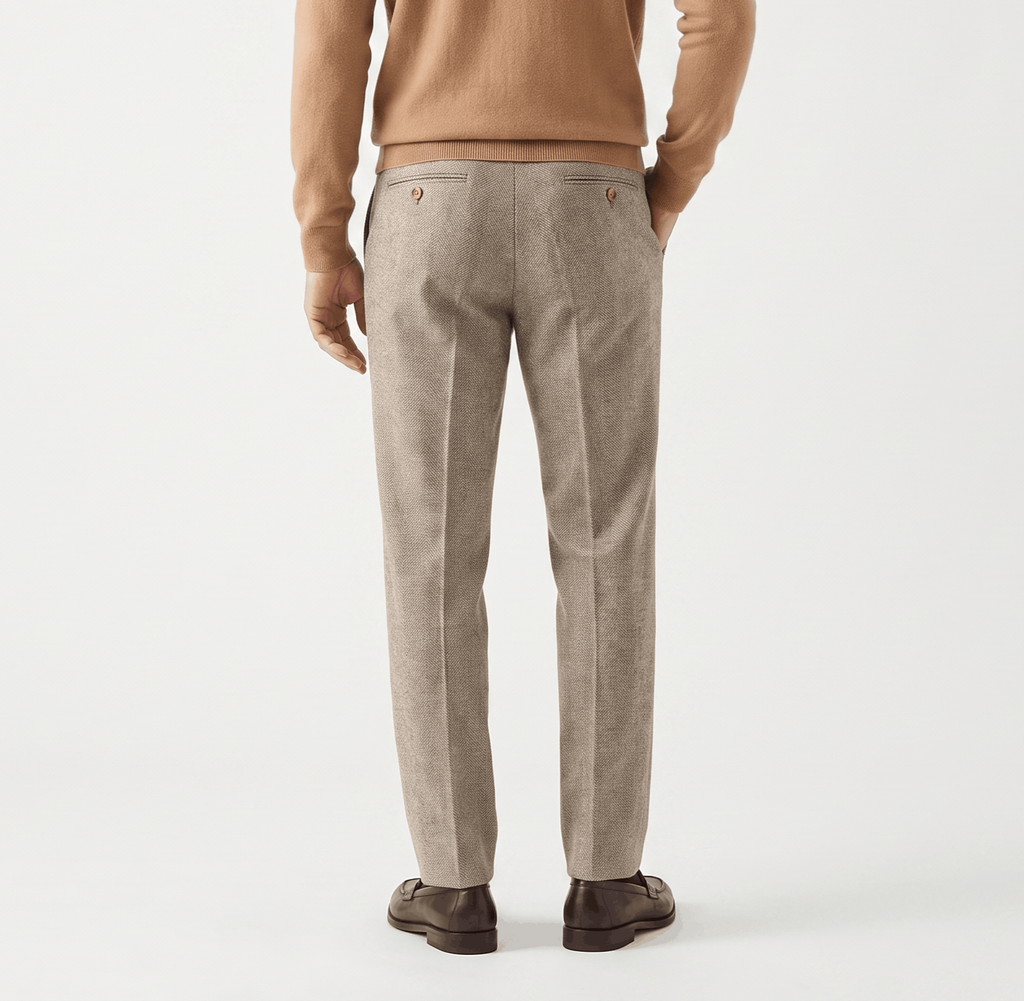 Moreno Herringbone Wool Trousers – Sharp Tailored Cold-Weather Pants
