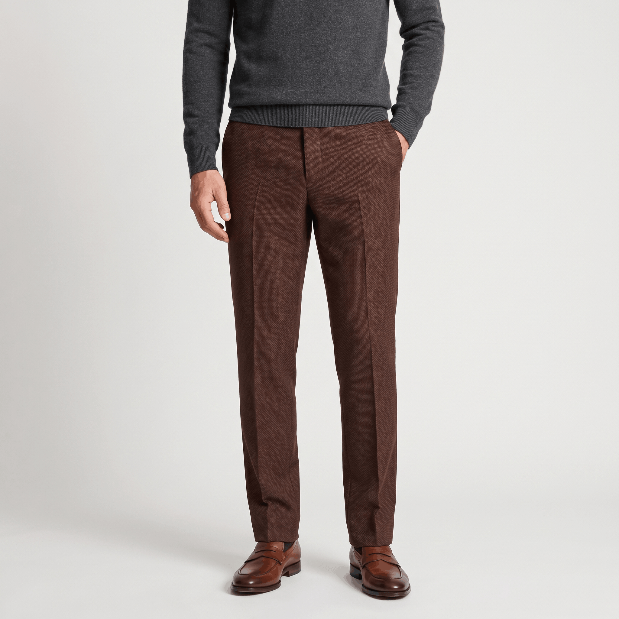 Emilio Micro-Texture Slim Trousers – Sleek Tailored Everyday Pants