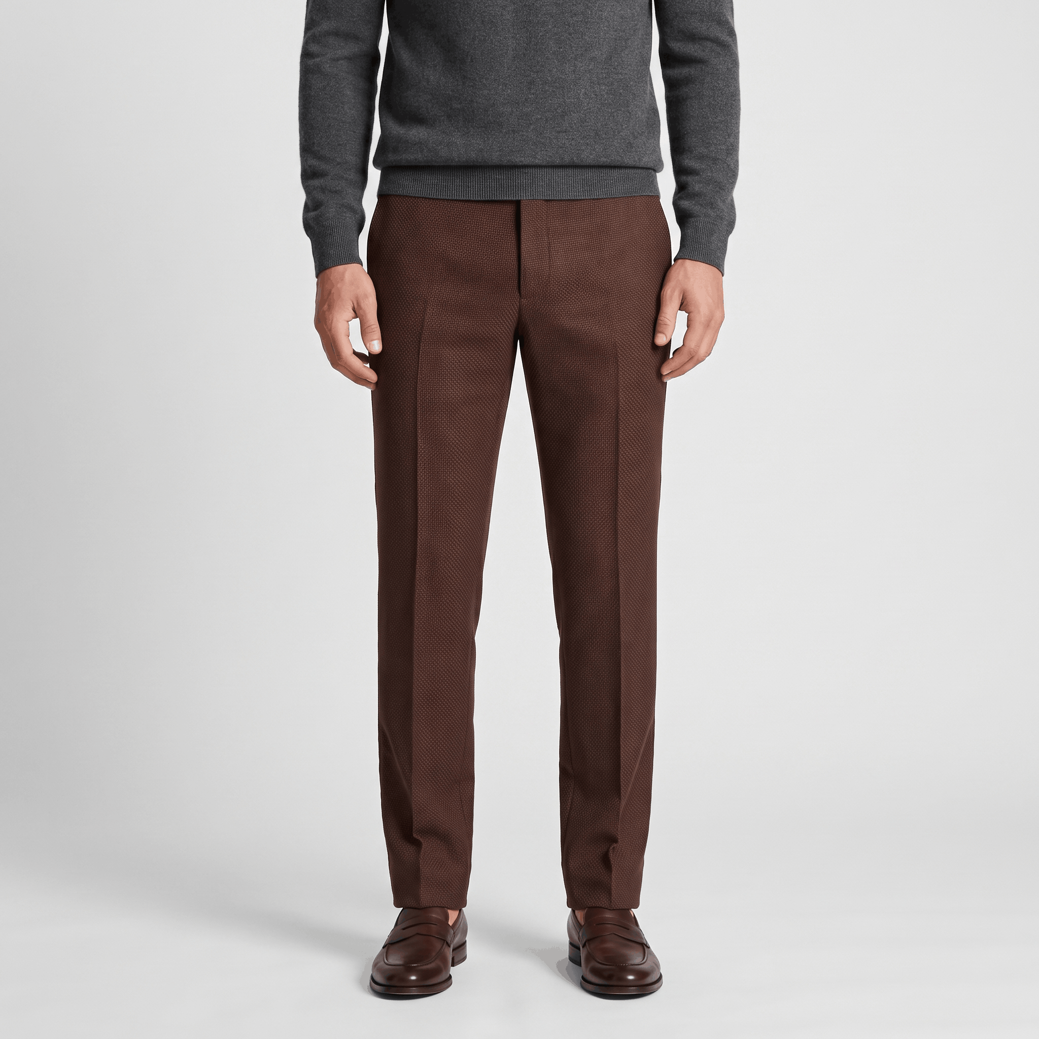 Emilio Micro-Texture Slim Trousers – Sleek Tailored Everyday Pants