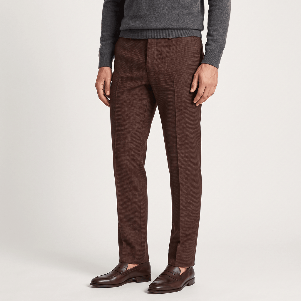 Emilio Micro-Texture Slim Trousers – Sleek Tailored Everyday Pants