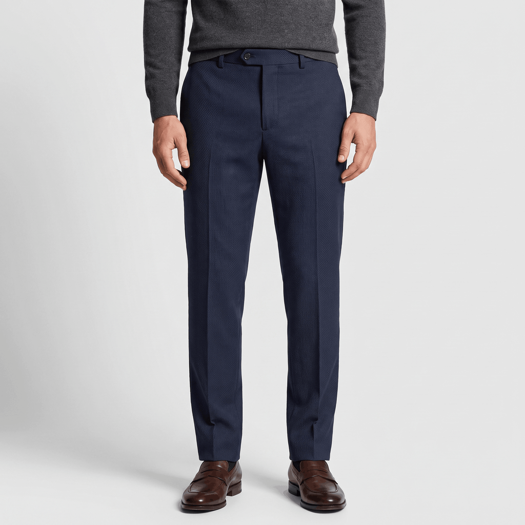 Emilio Micro-Texture Slim Trousers – Sleek Tailored Everyday Pants