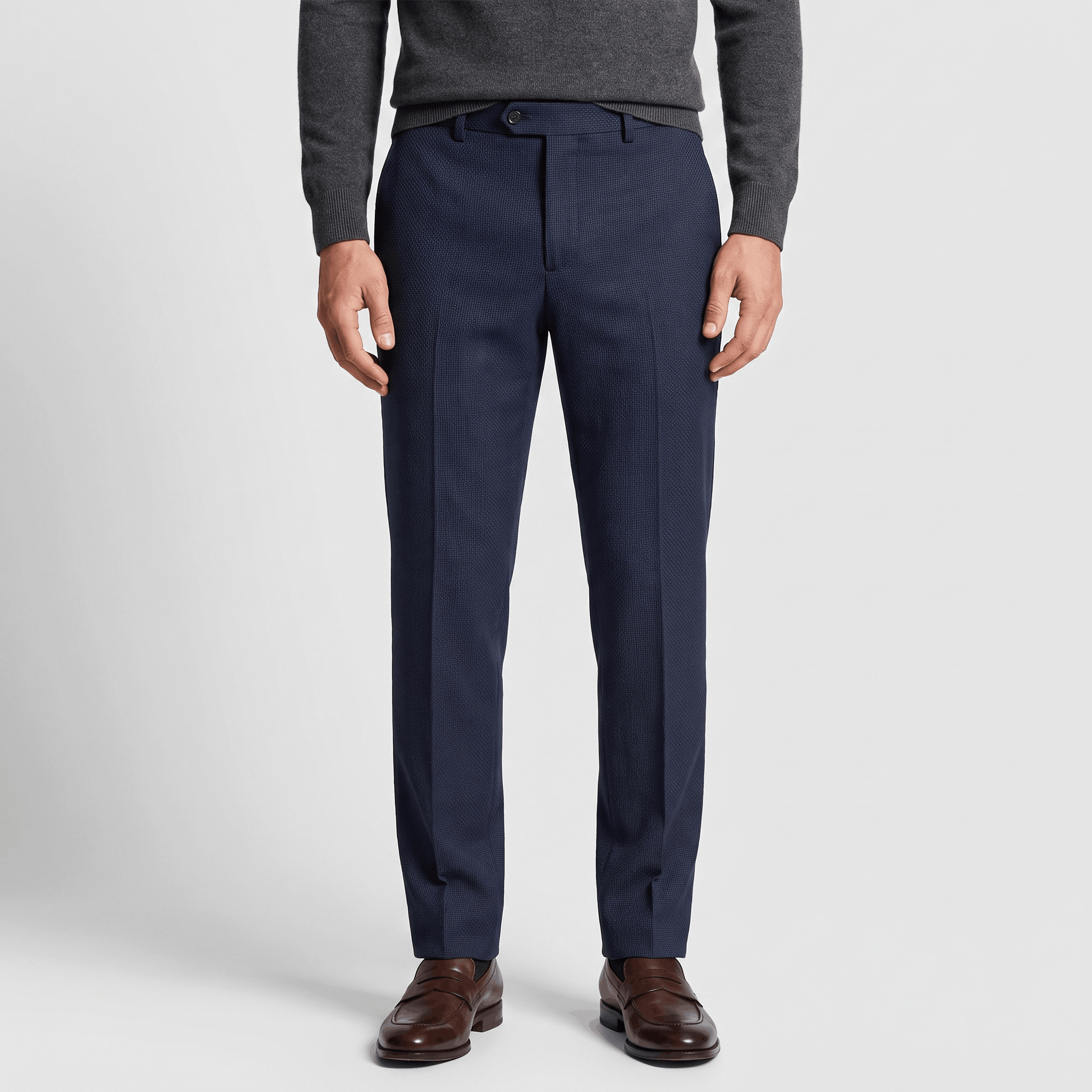 Emilio Micro-Texture Slim Trousers – Sleek Tailored Everyday Pants