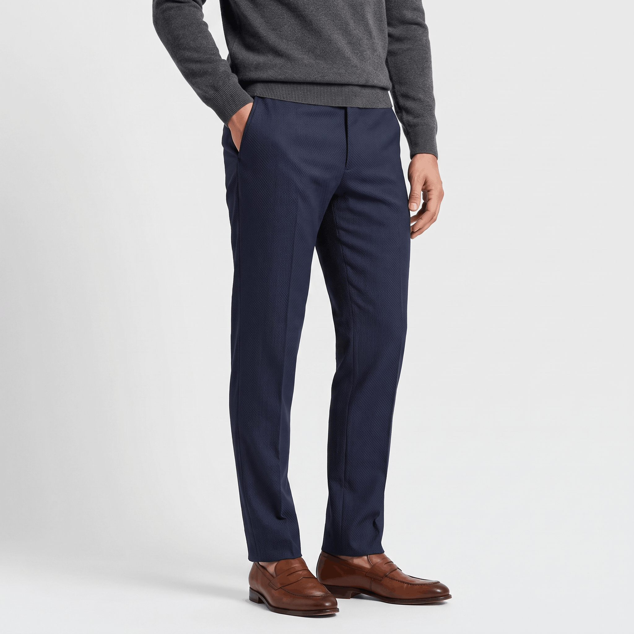 Emilio Micro-Texture Slim Trousers – Sleek Tailored Everyday Pants