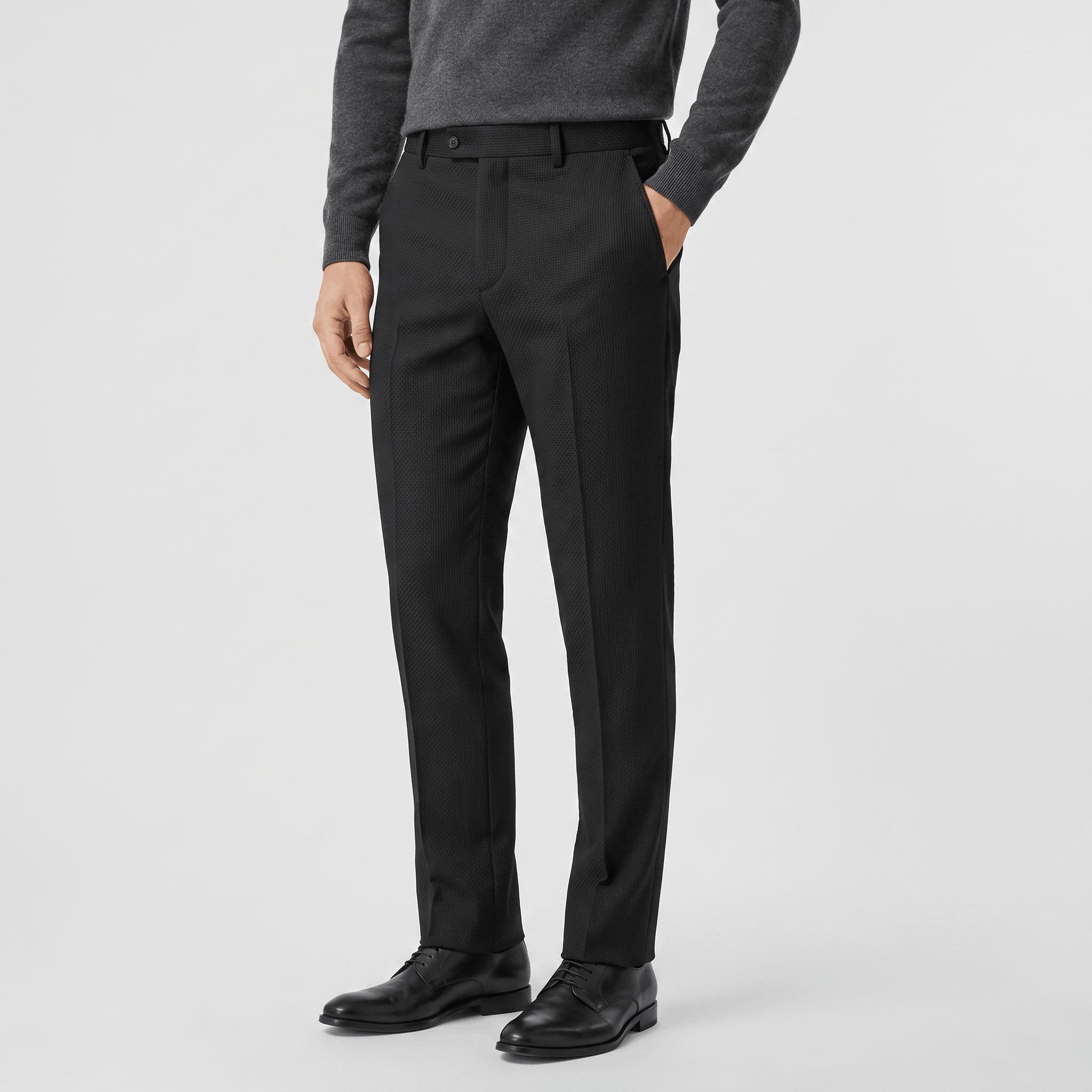 Emilio Micro-Texture Slim Trousers – Sleek Tailored Everyday Pants