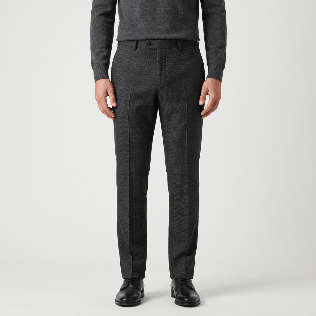 Emilio Micro-Texture Slim Trousers – Sleek Tailored Everyday Pants