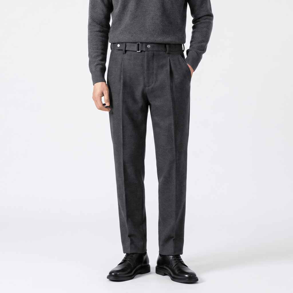 Valenciano Wool Blend Trousers – Classic Straight-Leg Business Pants