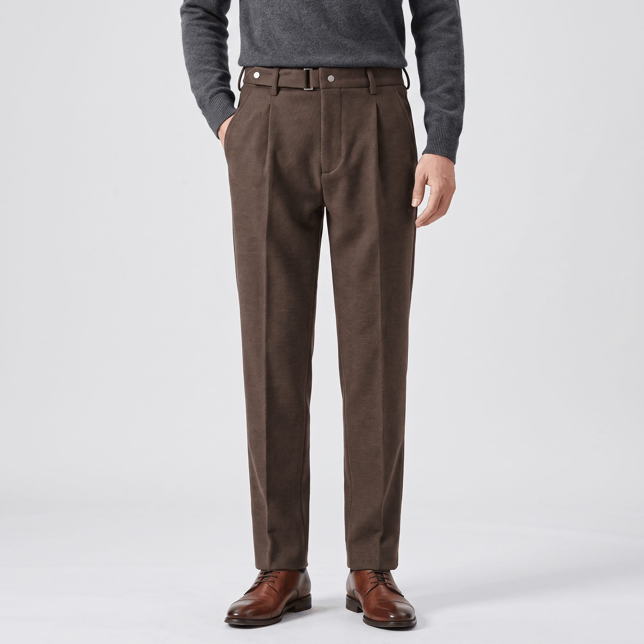 Valenciano Wool Blend Trousers – Classic Straight-Leg Business Pants