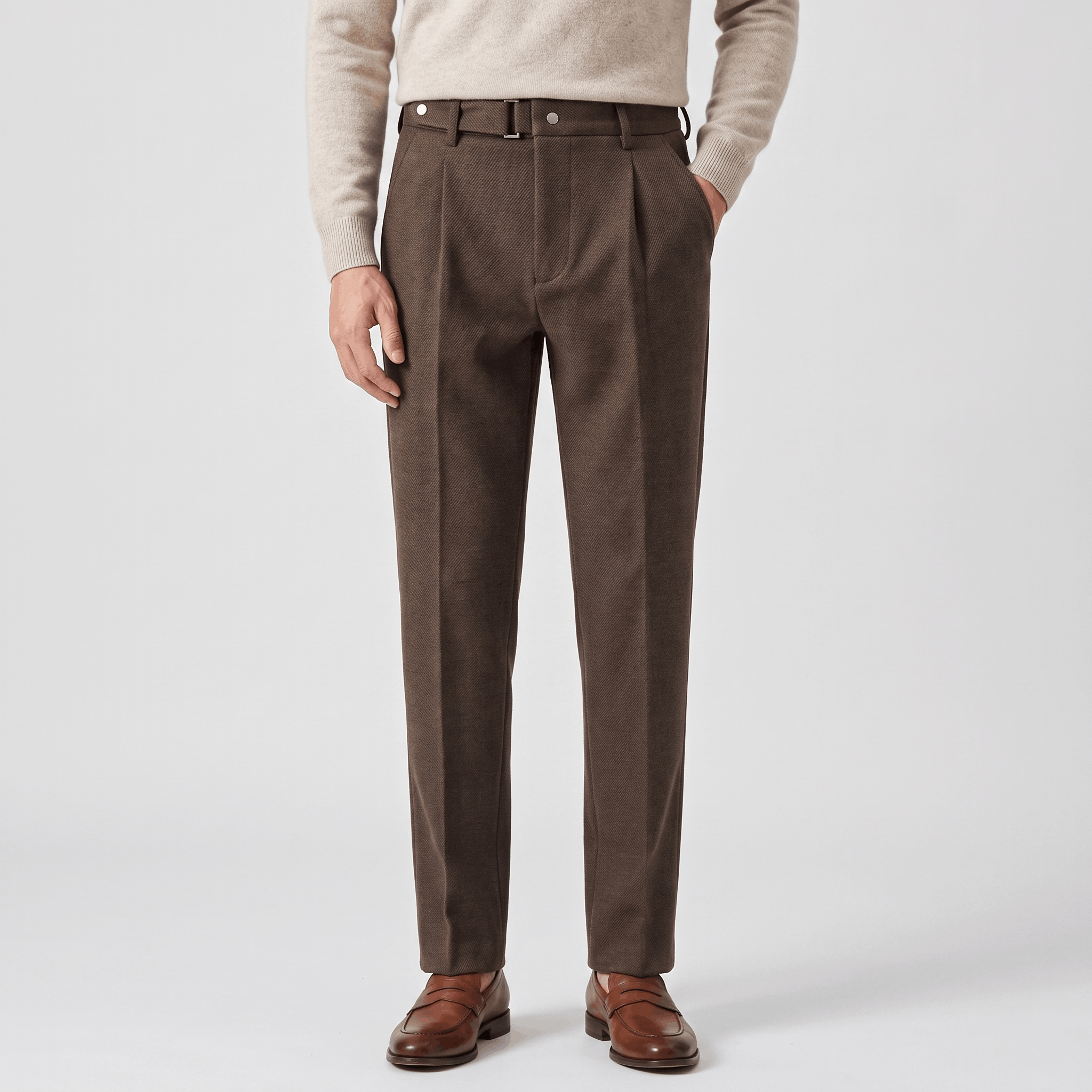 Valenciano Wool Blend Trousers – Classic Straight-Leg Business Pants