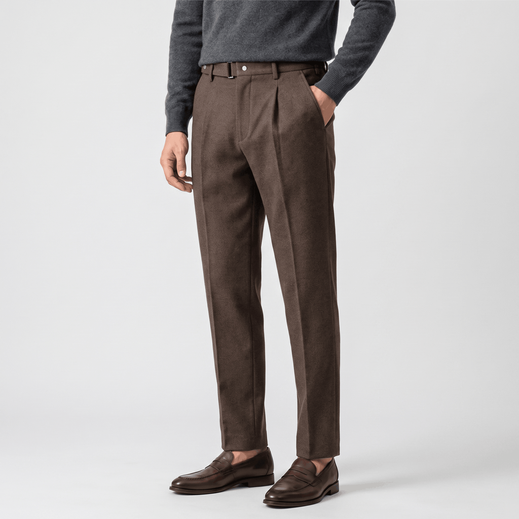 Valenciano Wool Blend Trousers – Classic Straight-Leg Business Pants