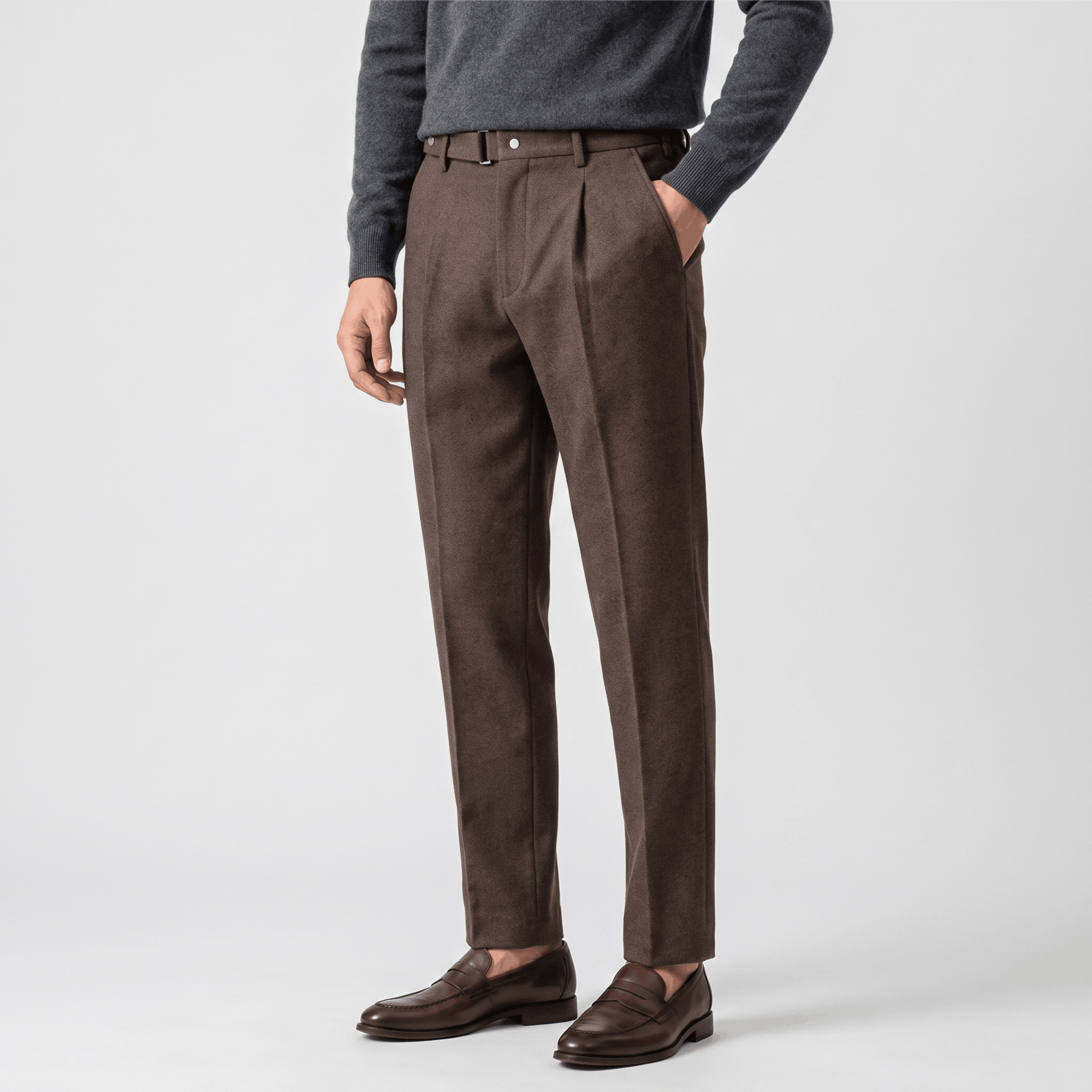 Valenciano Wool Blend Trousers – Classic Straight-Leg Business Pants