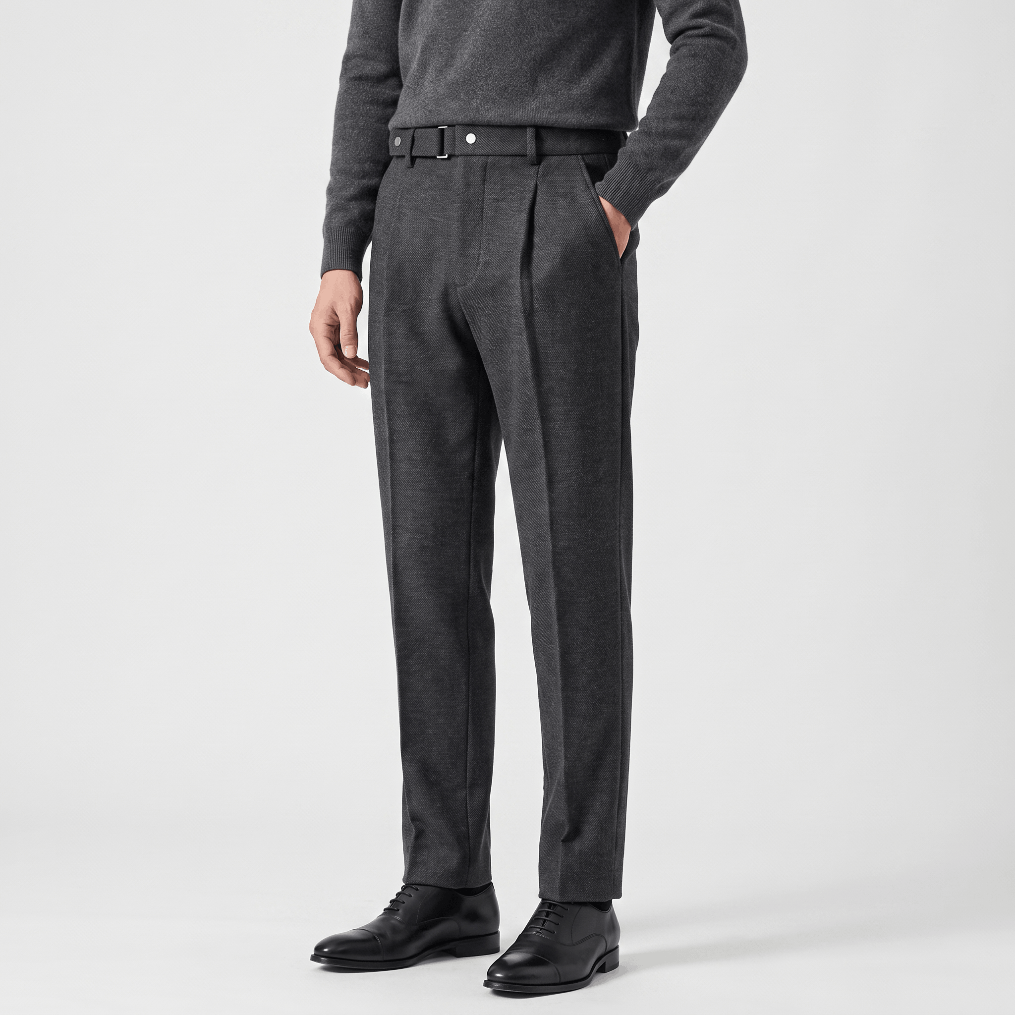 Valenciano Wool Blend Trousers – Classic Straight-Leg Business Pants