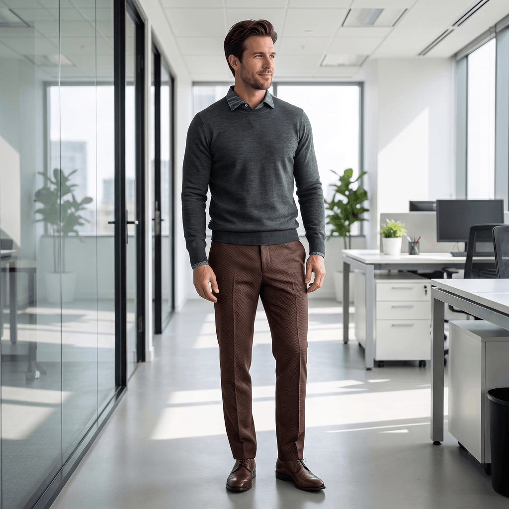 Emilio Micro-Texture Slim Trousers – Sleek Tailored Everyday Pants