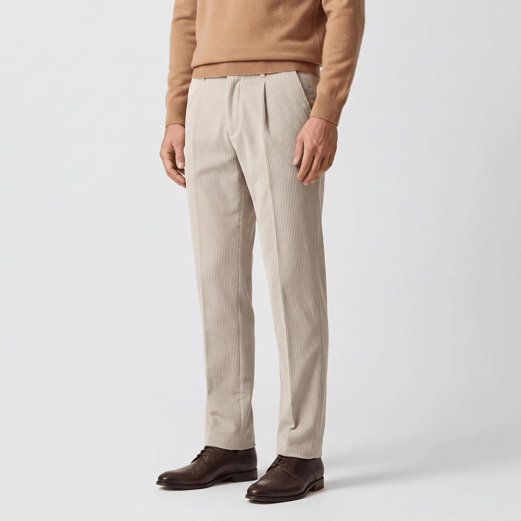George Corduroy Tailored Trousers – Ribbed Slim-Fit Office Pants