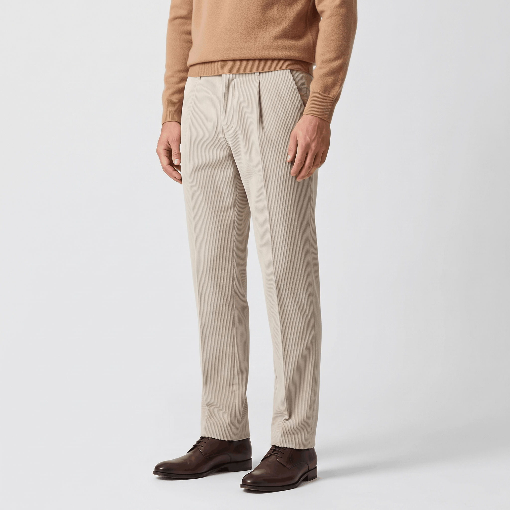 George Corduroy Tailored Trousers – Ribbed Slim-Fit Office Pants