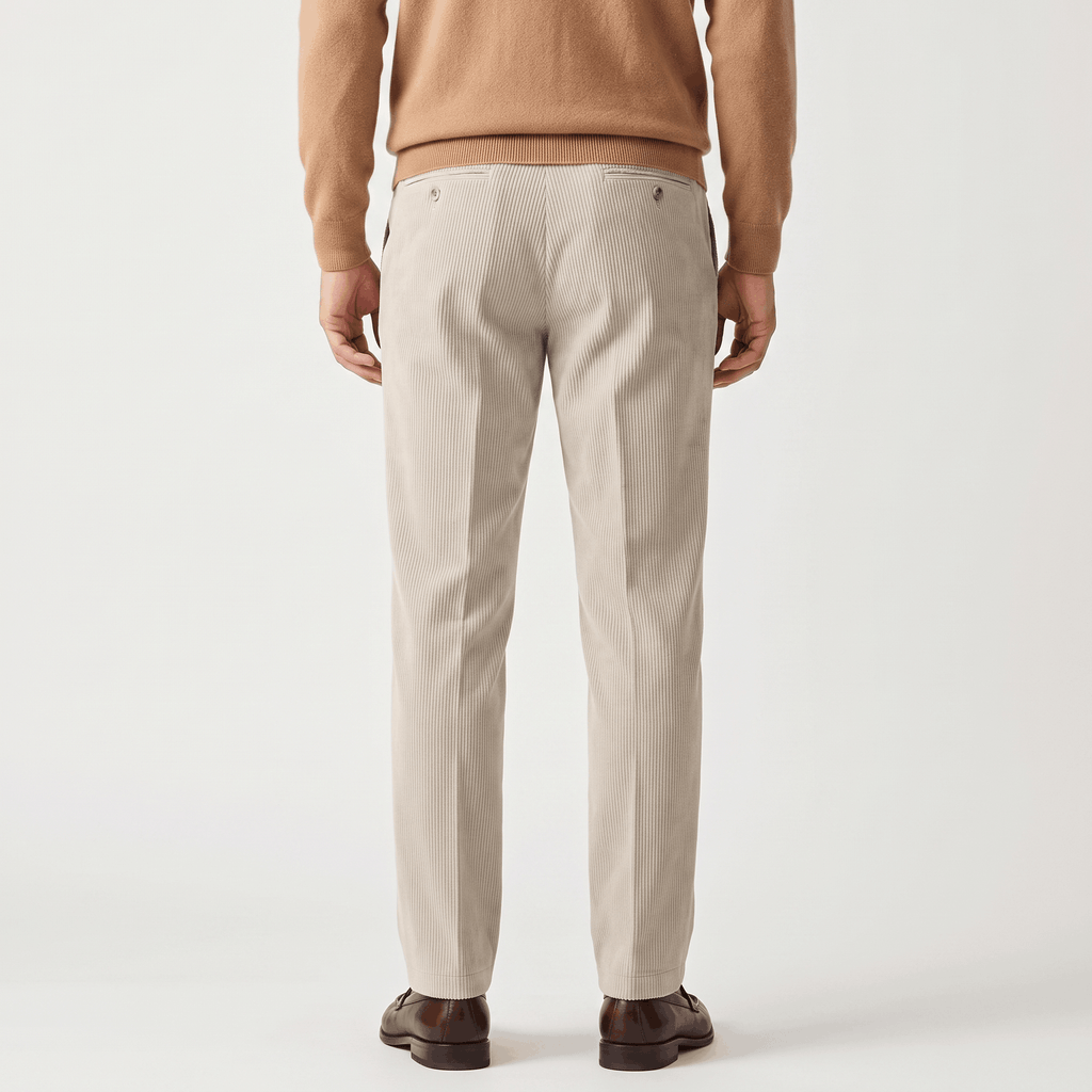 George Corduroy Tailored Trousers – Ribbed Slim-Fit Office Pants