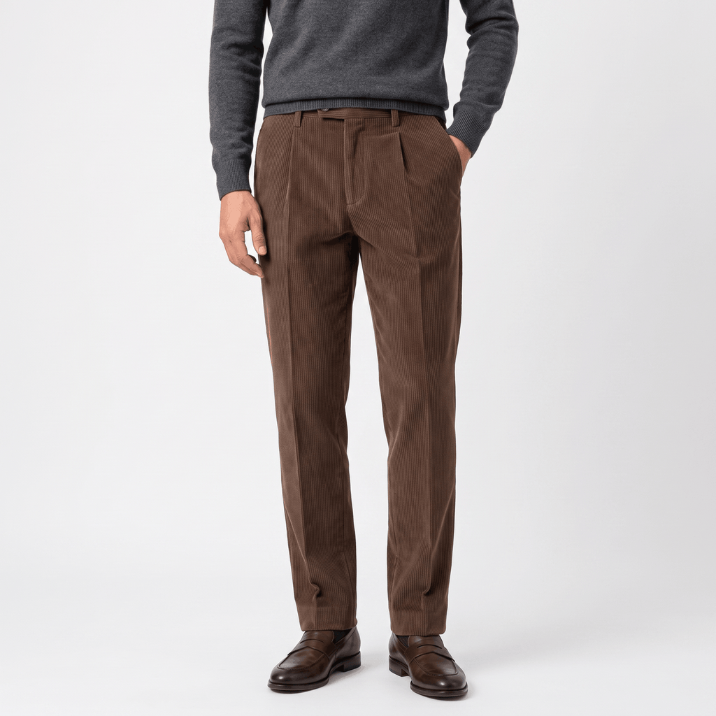 George Corduroy Tailored Trousers – Ribbed Slim-Fit Office Pants