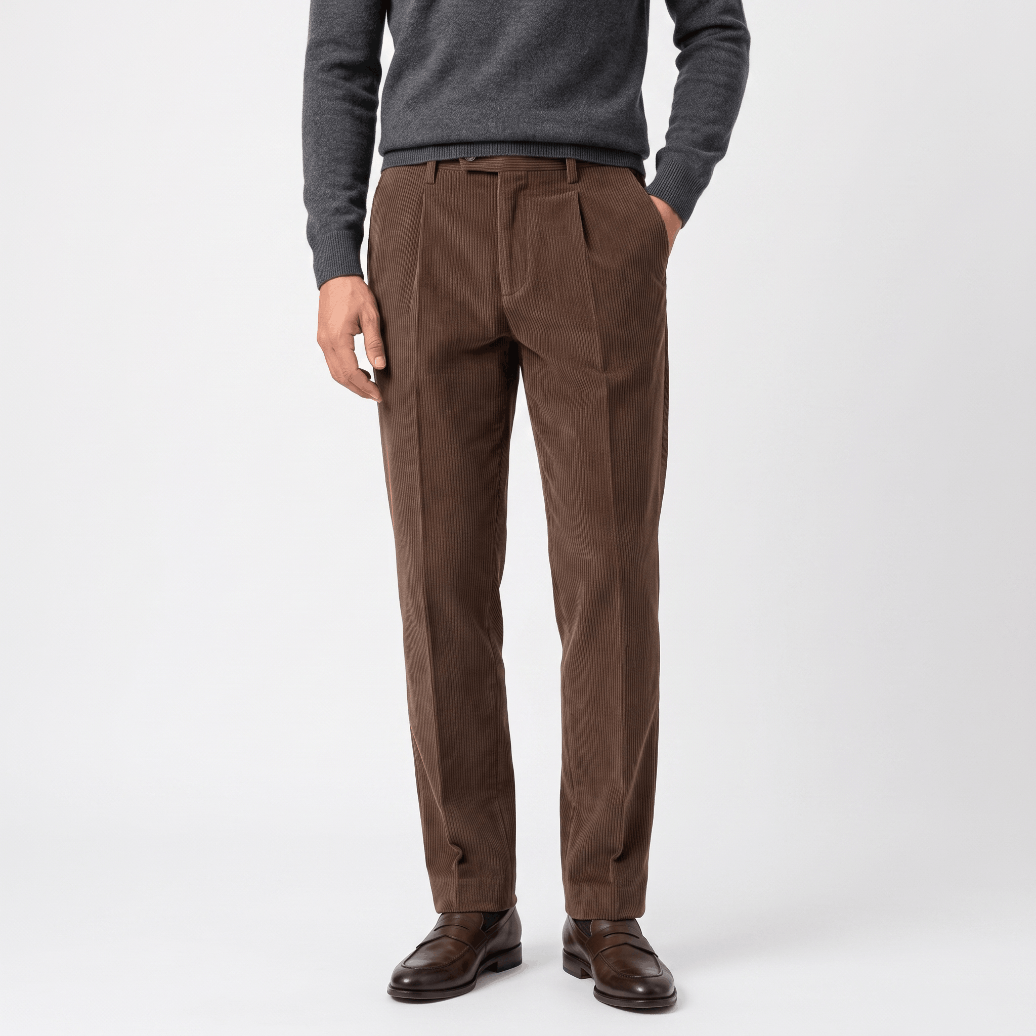 George Corduroy Tailored Trousers – Ribbed Slim-Fit Office Pants