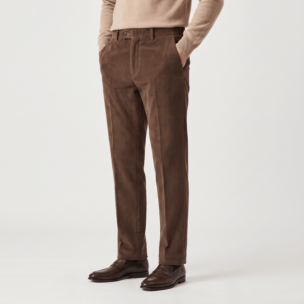 George Corduroy Tailored Trousers – Ribbed Slim-Fit Office Pants