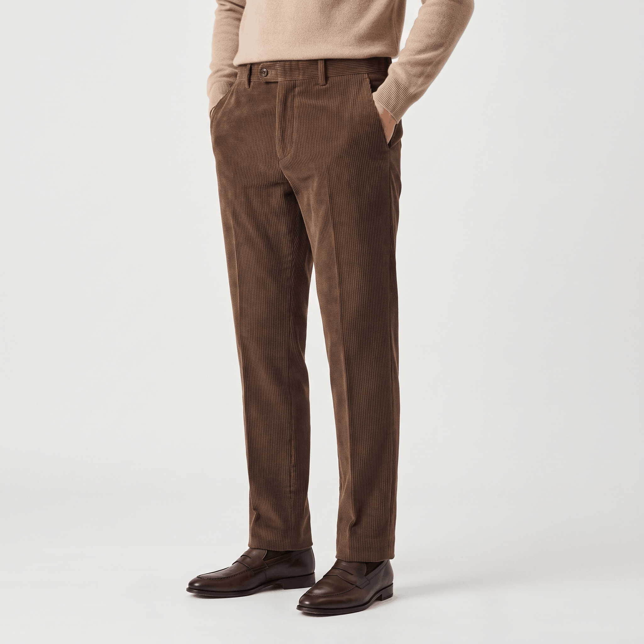 George Corduroy Tailored Trousers – Ribbed Slim-Fit Office Pants