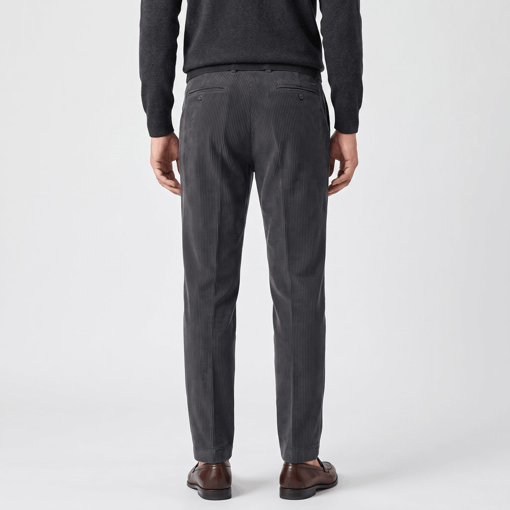 George Corduroy Tailored Trousers – Ribbed Slim-Fit Office Pants