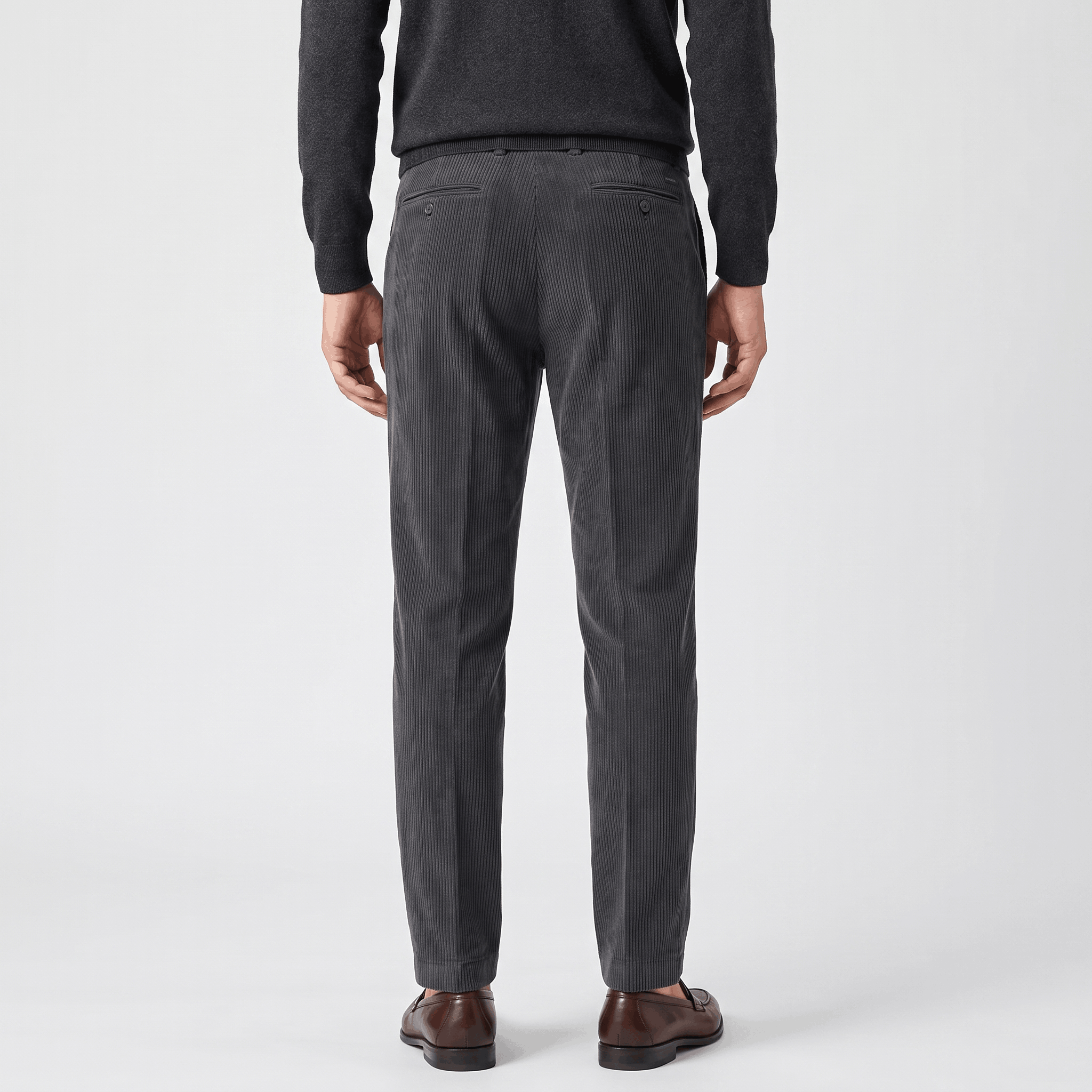 George Corduroy Tailored Trousers – Ribbed Slim-Fit Office Pants