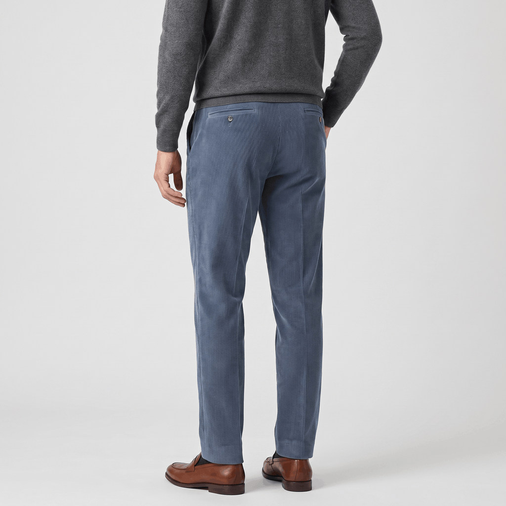 George Corduroy Tailored Trousers – Ribbed Slim-Fit Office Pants