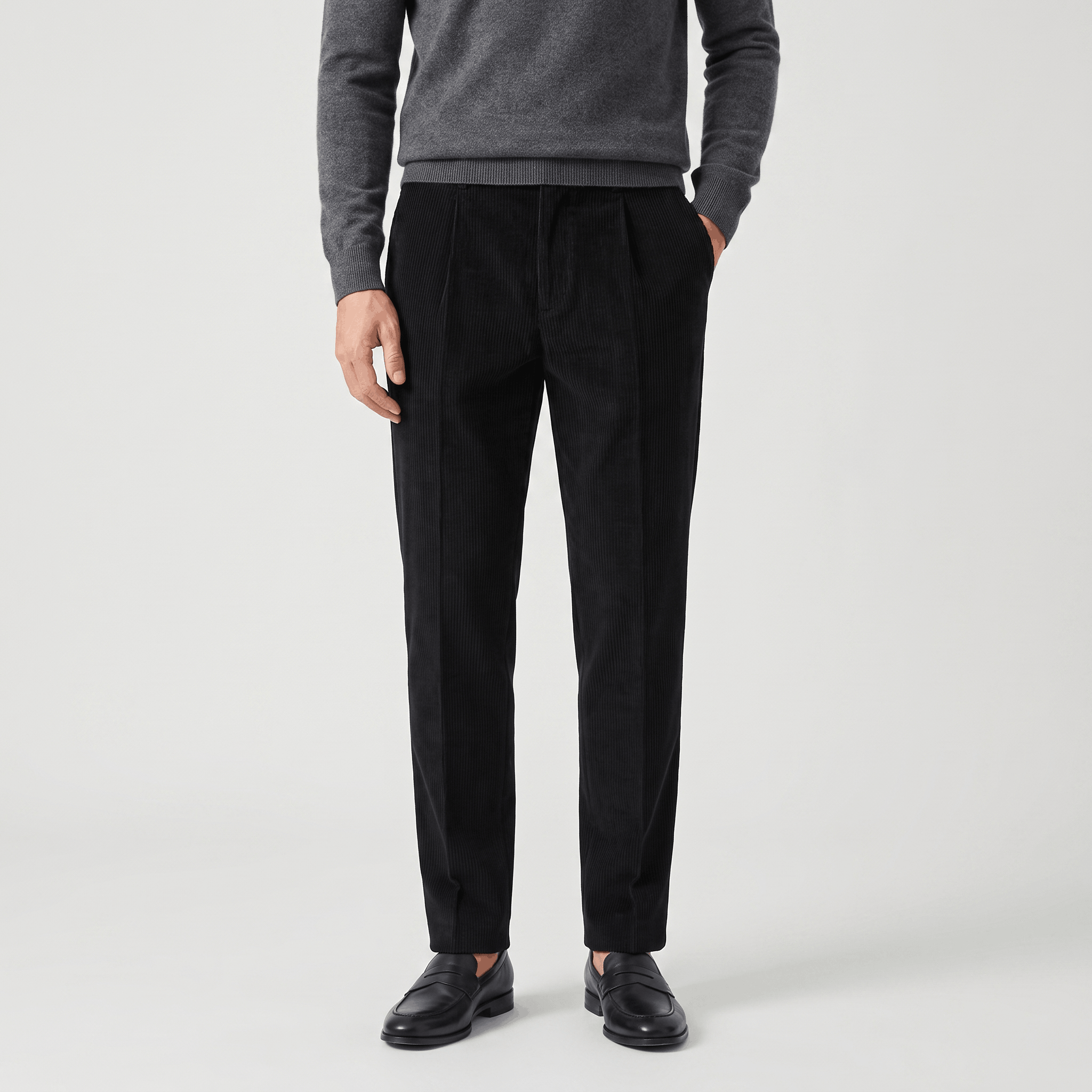 George Corduroy Tailored Trousers – Ribbed Slim-Fit Office Pants