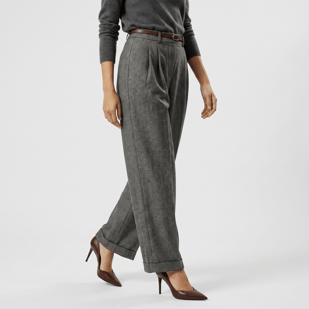 Mandy Wool Flannel Trousers – Wide-Leg Elastic-Waist Suit Pants