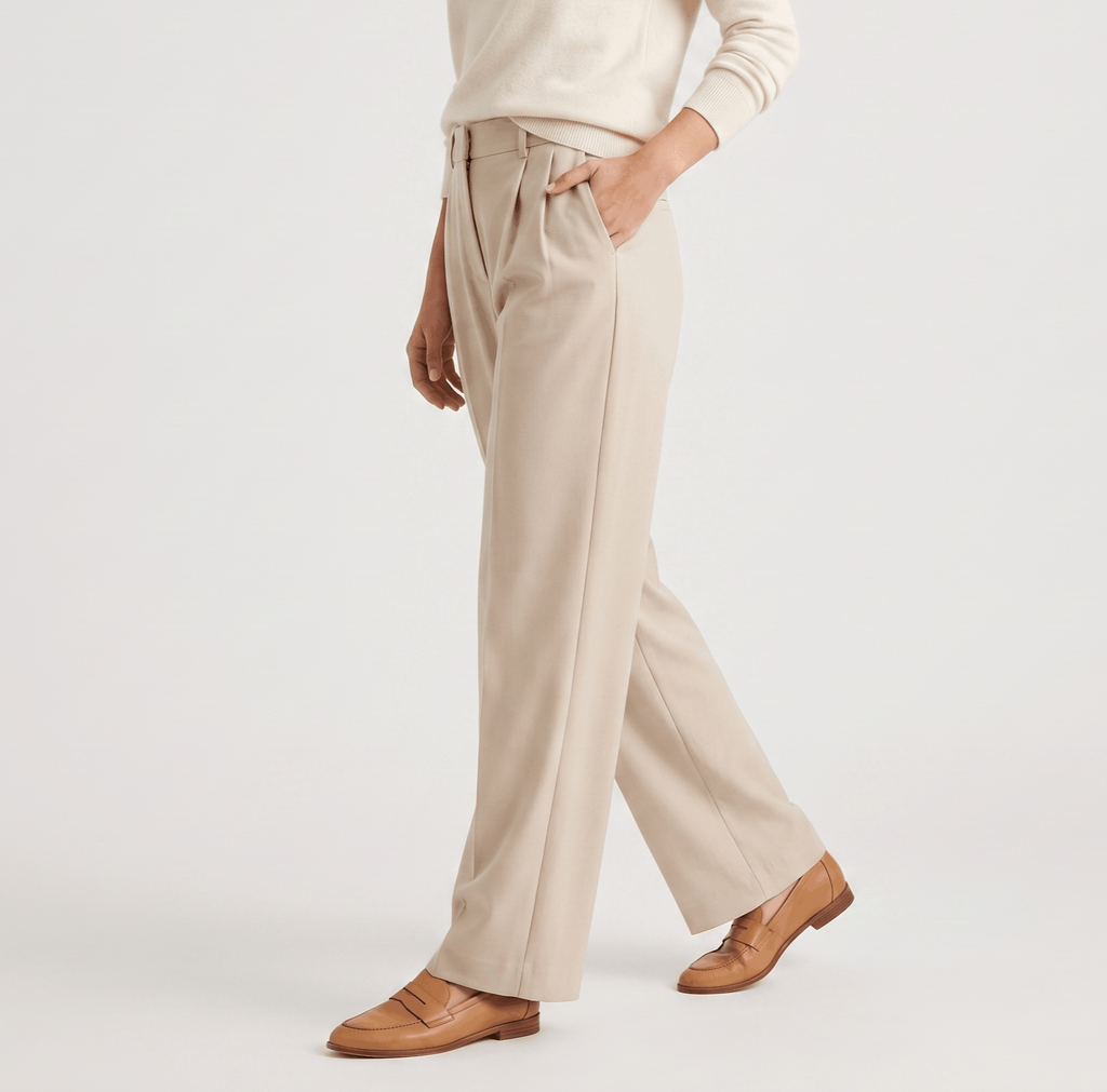 Jessy Structured Woven Trousers – High-Waist Tailored Wide-Leg Pants