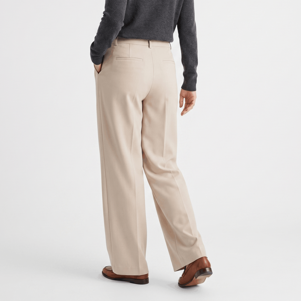 Jessy Structured Woven Trousers – High-Waist Tailored Wide-Leg Pants