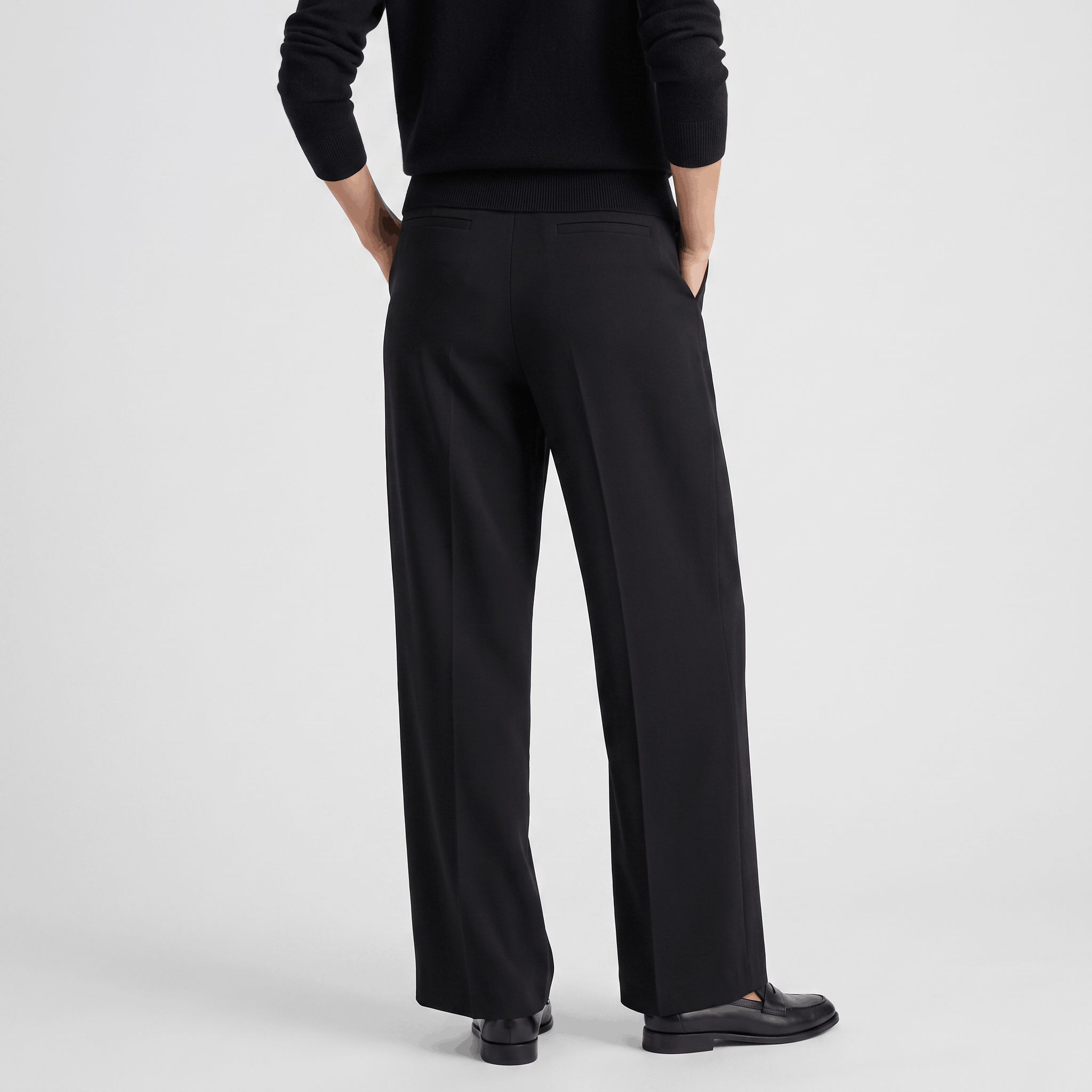 Jessy Structured Woven Trousers – High-Waist Tailored Wide-Leg Pants