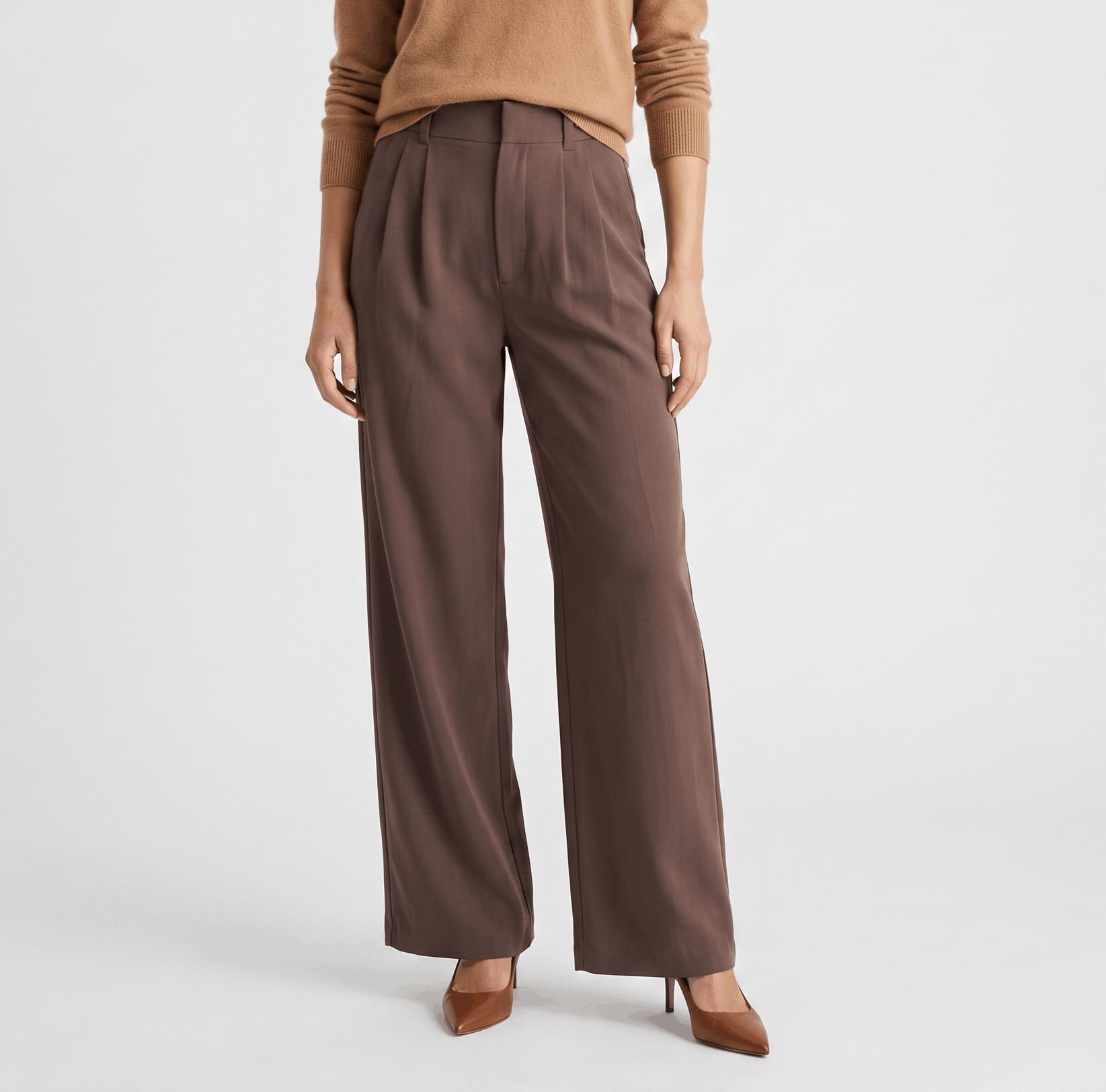 Jessy Structured Woven Trousers – High-Waist Tailored Wide-Leg Pants