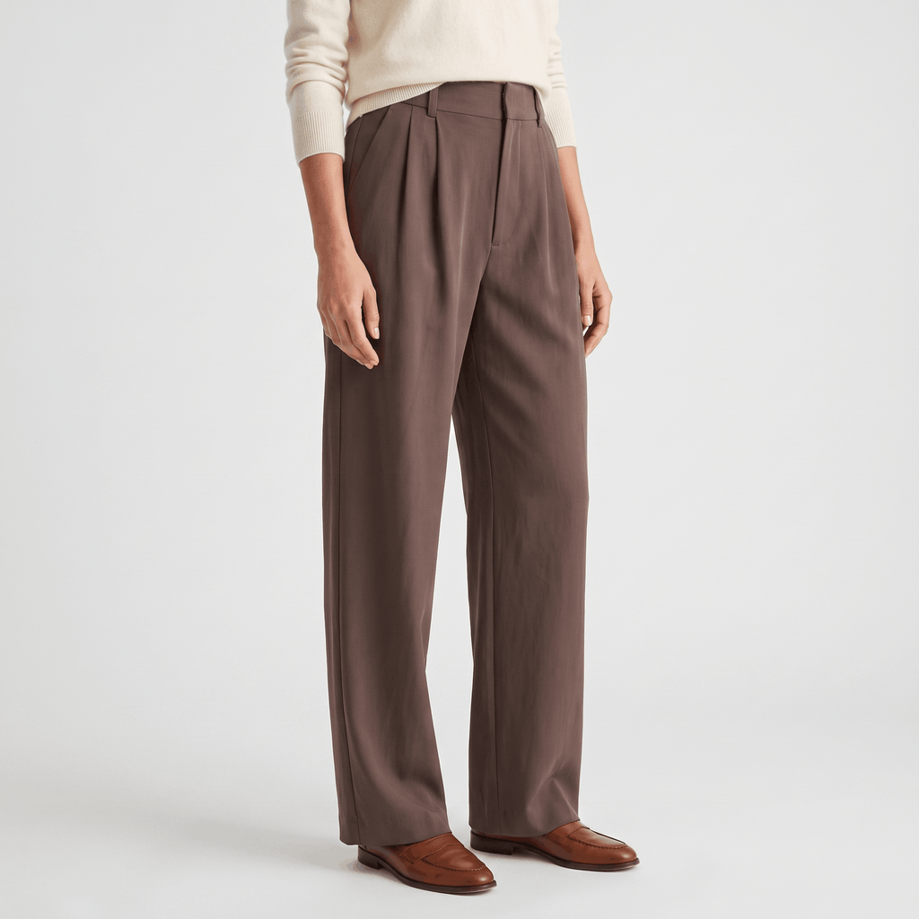 Jessy Structured Woven Trousers – High-Waist Tailored Wide-Leg Pants