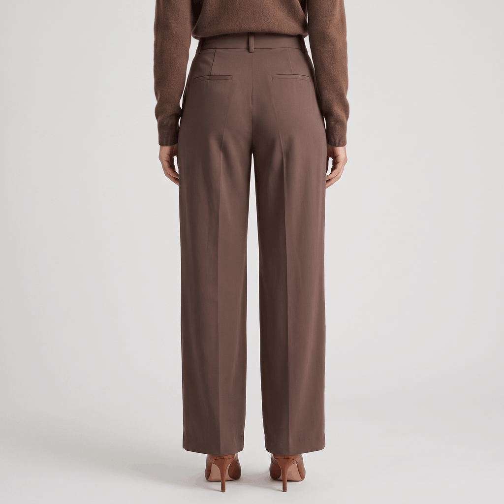 Jessy Structured Woven Trousers – High-Waist Tailored Wide-Leg Pants