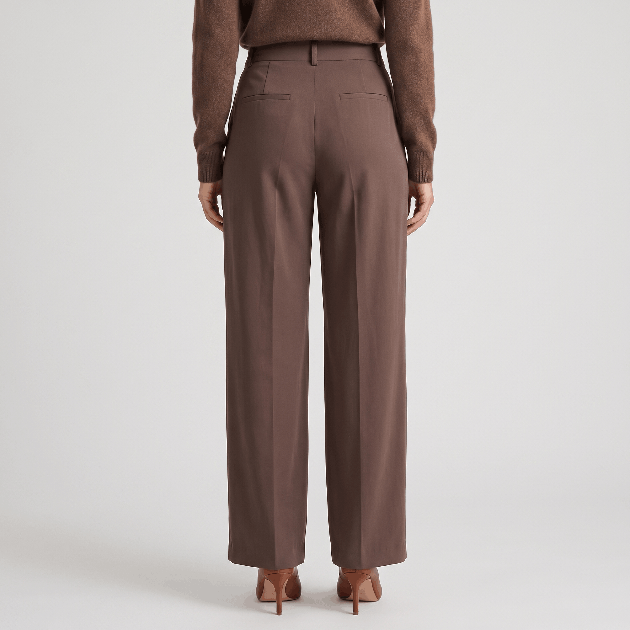 Jessy Structured Woven Trousers – High-Waist Tailored Wide-Leg Pants