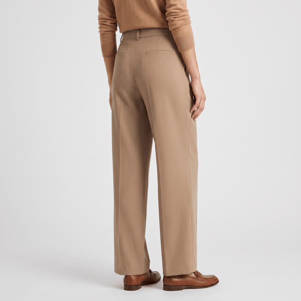 Jessy Structured Woven Trousers – High-Waist Tailored Wide-Leg Pants