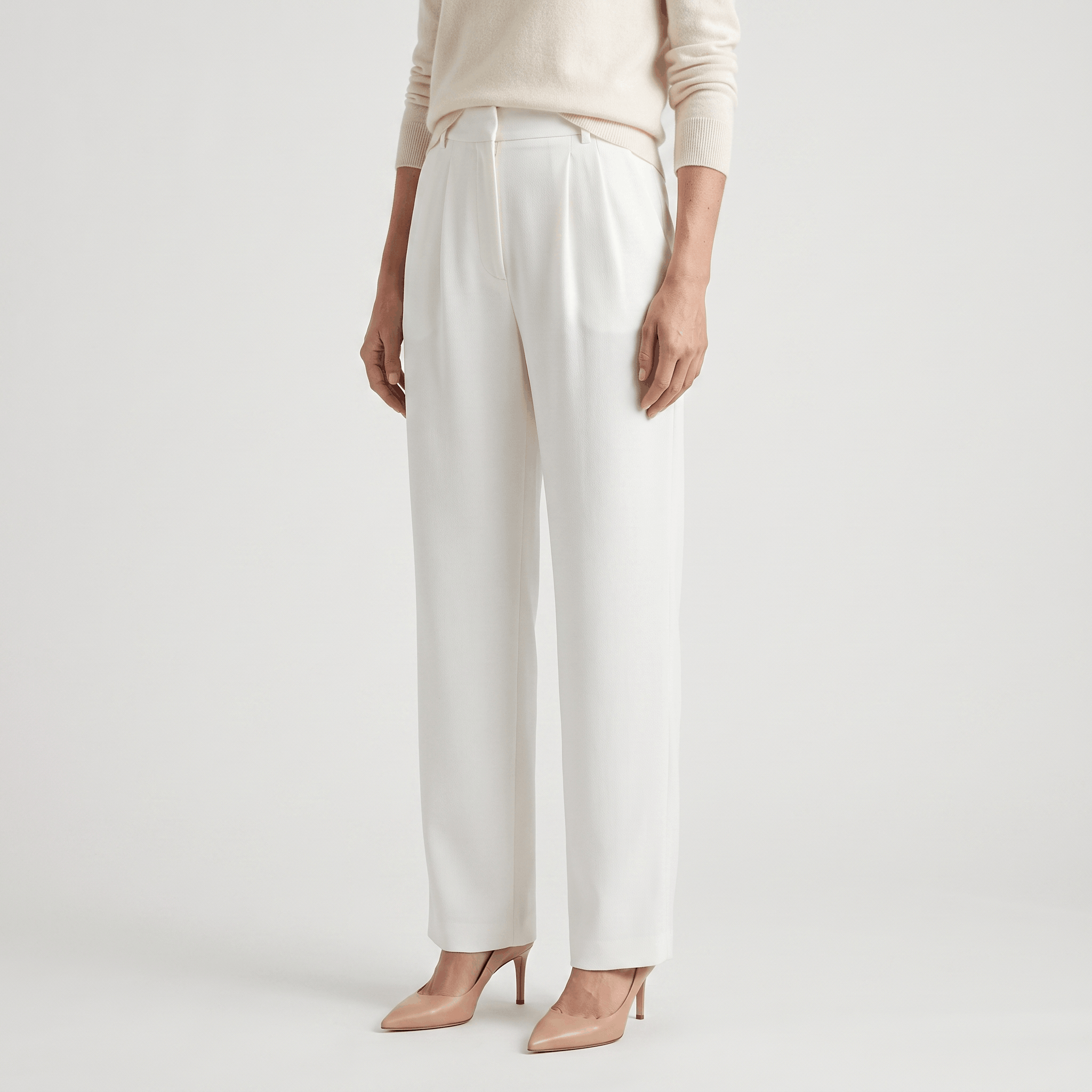 Jessy Structured Woven Trousers – High-Waist Tailored Wide-Leg Pants