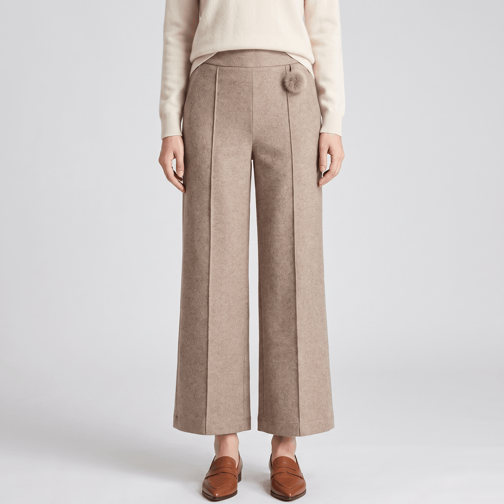 Vicky Wool Blend Trousers – Stretch High-Rise Wide-Leg Pants