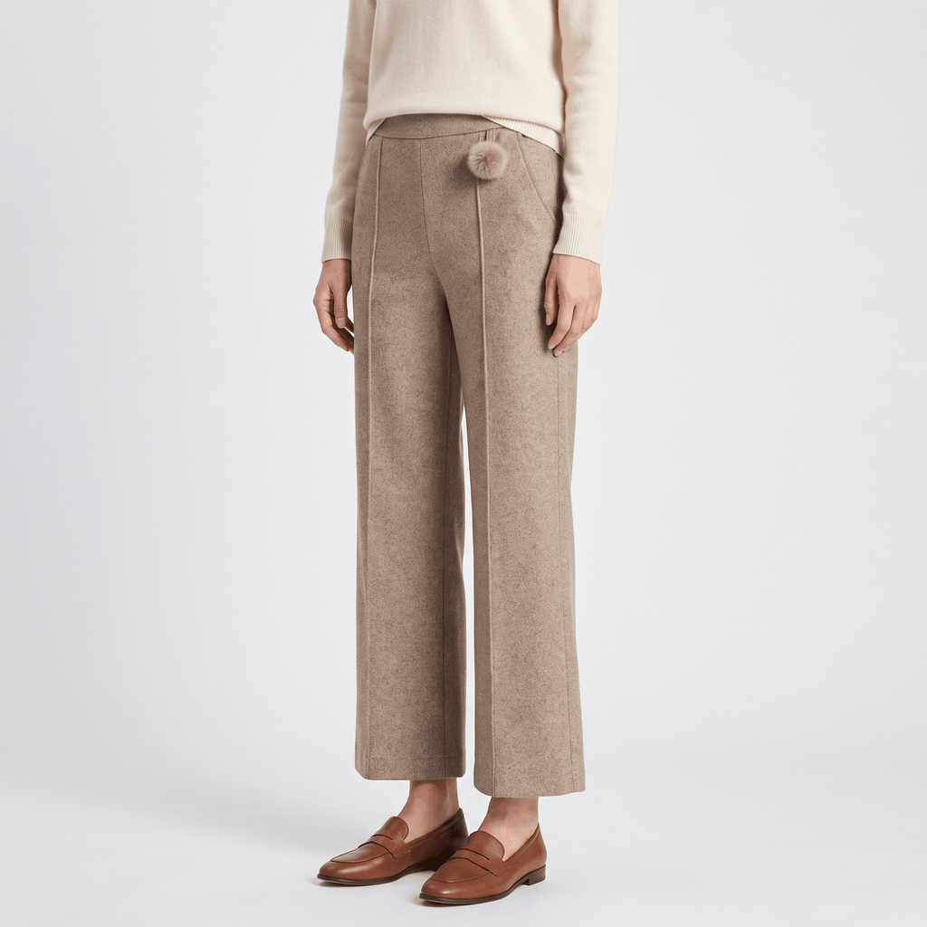 Vicky Wool Blend Trousers – Stretch High-Rise Wide-Leg Pants