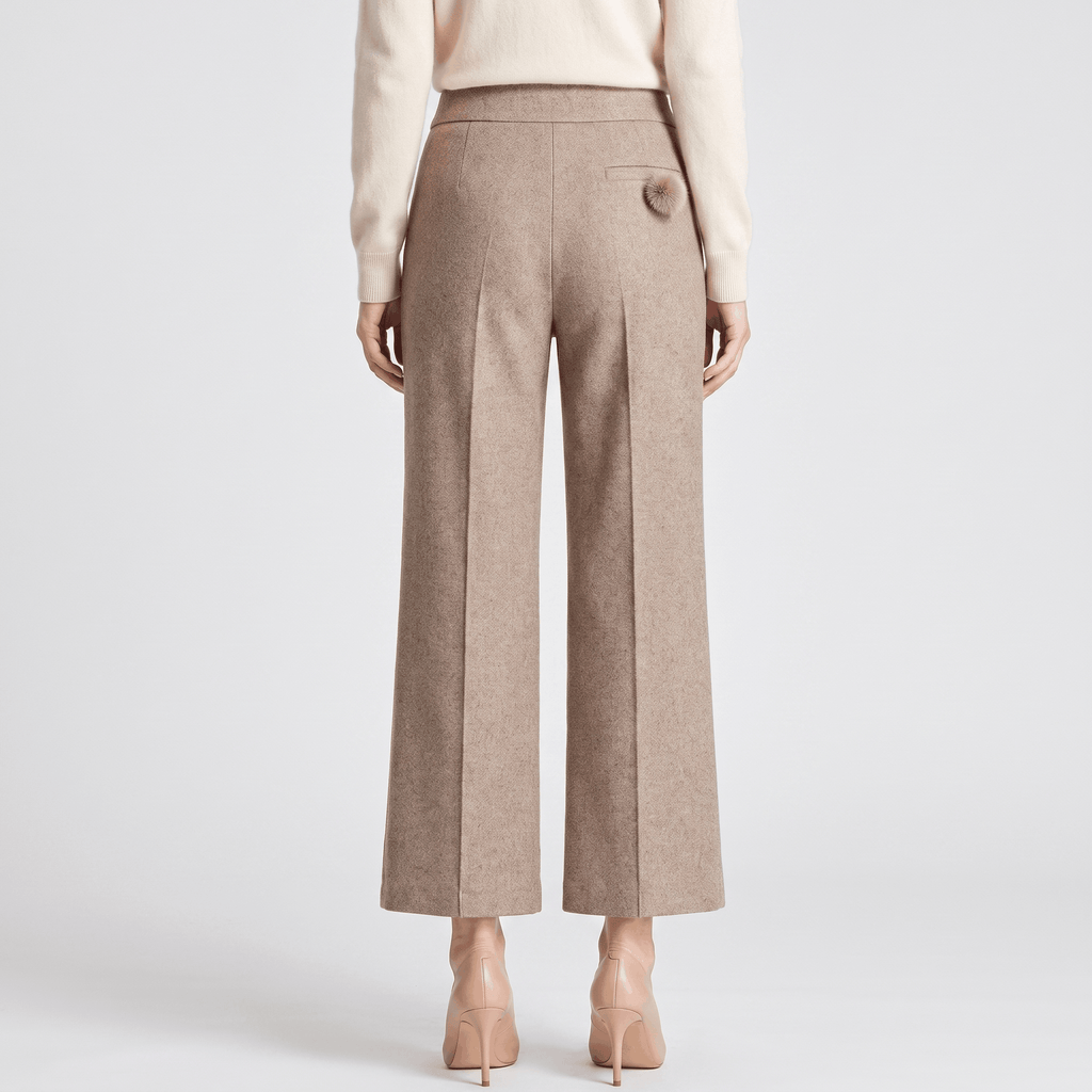 Vicky Wool Blend Trousers – Stretch High-Rise Wide-Leg Pants