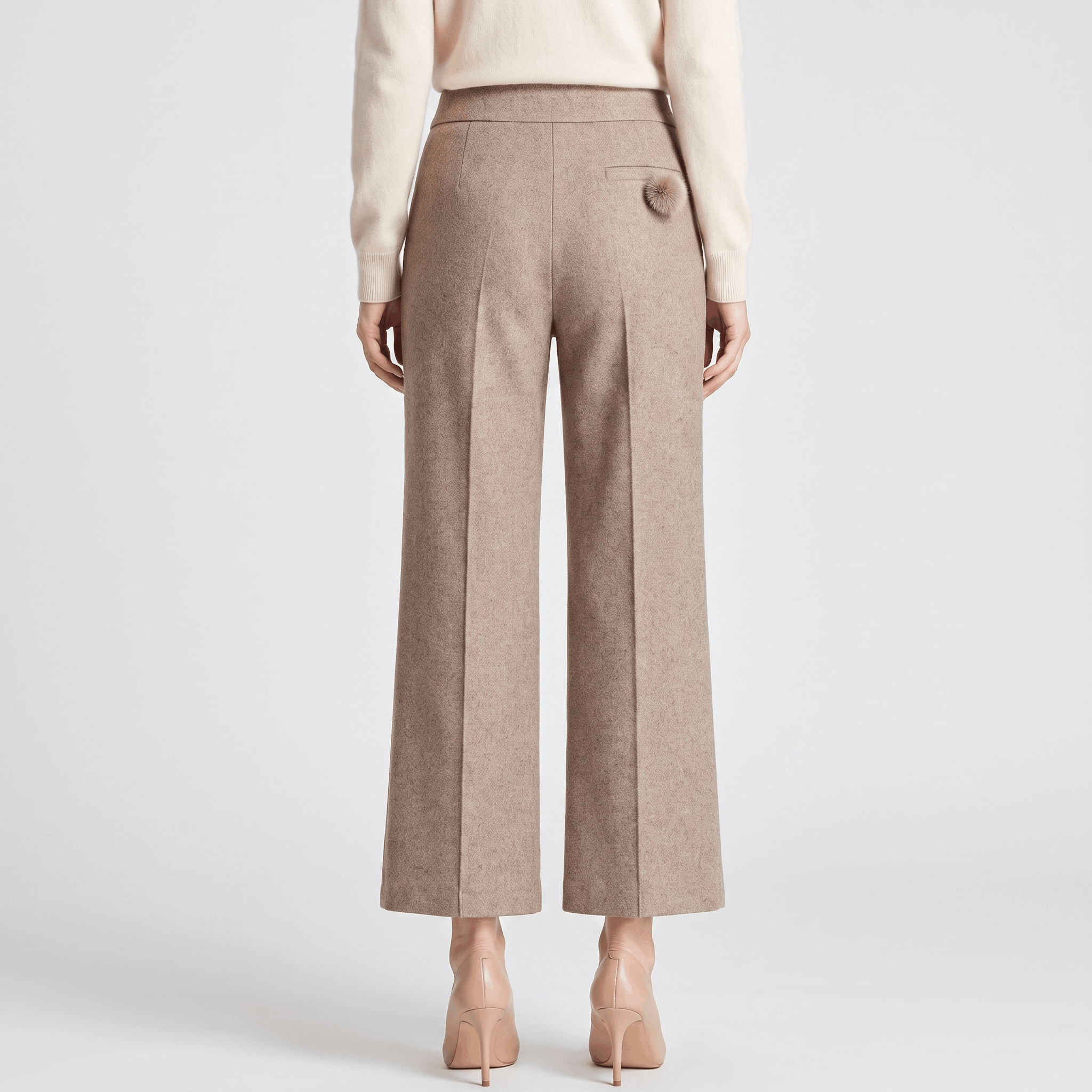 Vicky Wool Blend Trousers – Stretch High-Rise Wide-Leg Pants