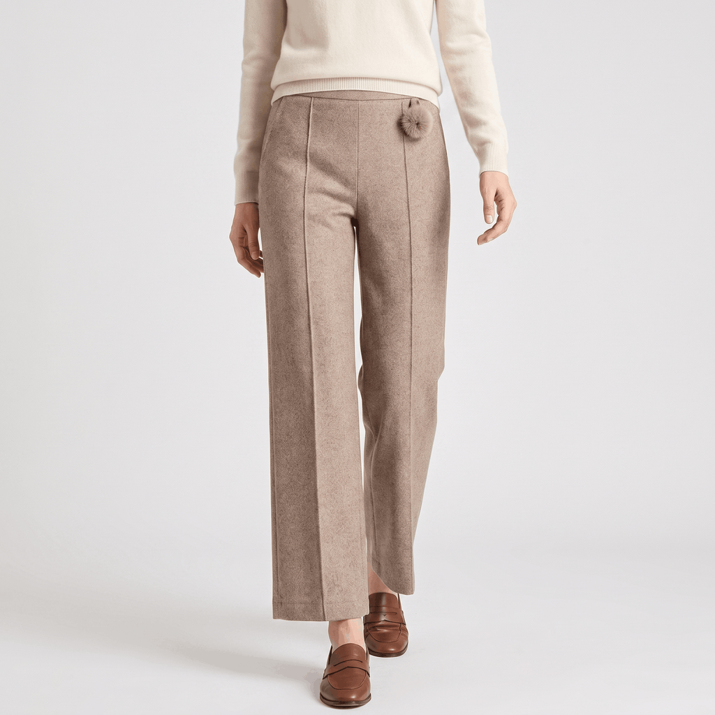 Vicky Wool Blend Trousers – Stretch High-Rise Wide-Leg Pants