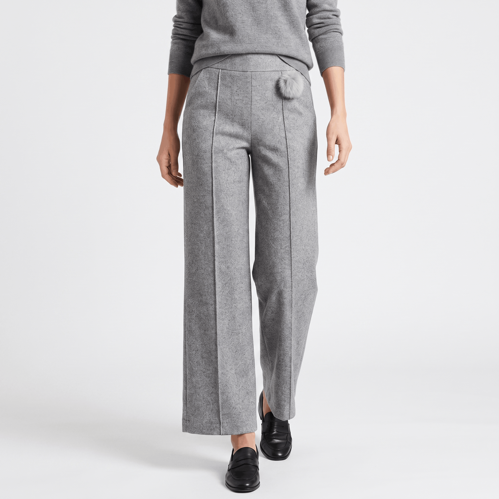 Vicky Wool Blend Trousers – Stretch High-Rise Wide-Leg Pants
