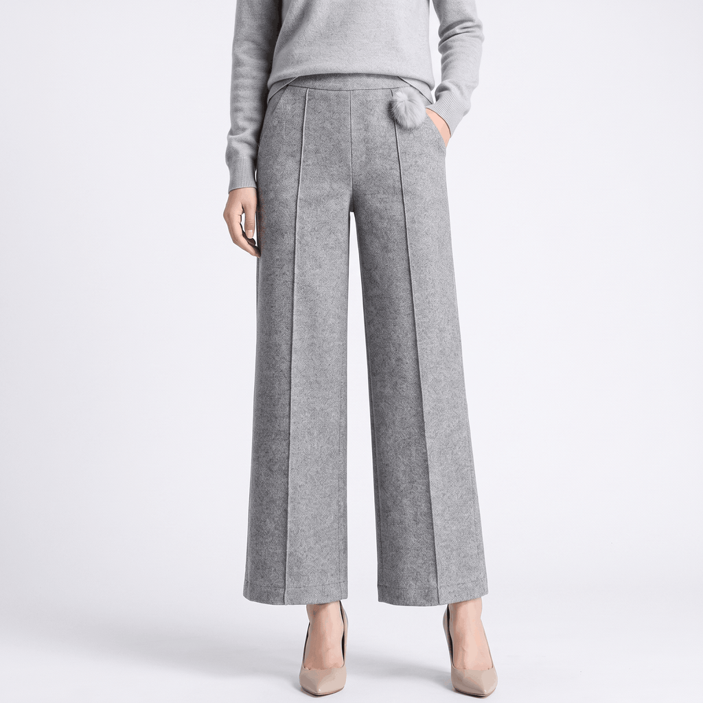 Vicky Wool Blend Trousers – Stretch High-Rise Wide-Leg Pants